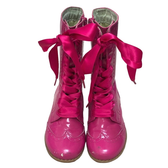 L'Amour Pink Patent Boots 9 - Picture 1 of 8